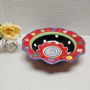 Nicole Engblom Artist Colorful Whimsical Ceramic Flower Bowl Decor Display Art